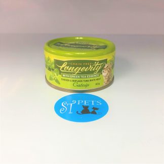 LONGEVITY WITH GREEN TEA ESSENCE Chicken & Skipjack Tuna White Meat & Catnip 80g